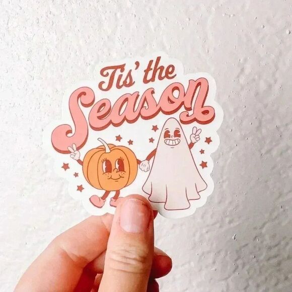 Tis The Season Pumpkin and Ghost Sticker/Decal - Picture 2 of 3